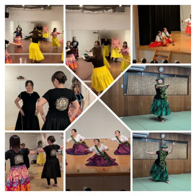 Photo11 Ka Hokulani Hula Studio 現在のka Hōkūlani Hula Studioでの温かいレッスン風景をまとめた写真コラージュ生徒と共に笑顔のmotoe